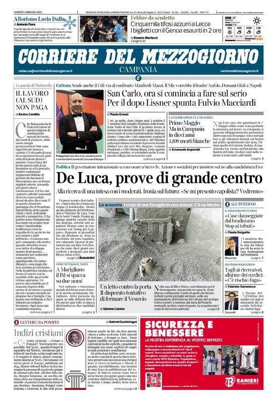 Prima-pagina-corriere del mezzogiorno-del-2025-05-01